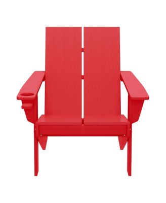 Outdoor HDPE Modern Adirondack Chair with Cup Holder