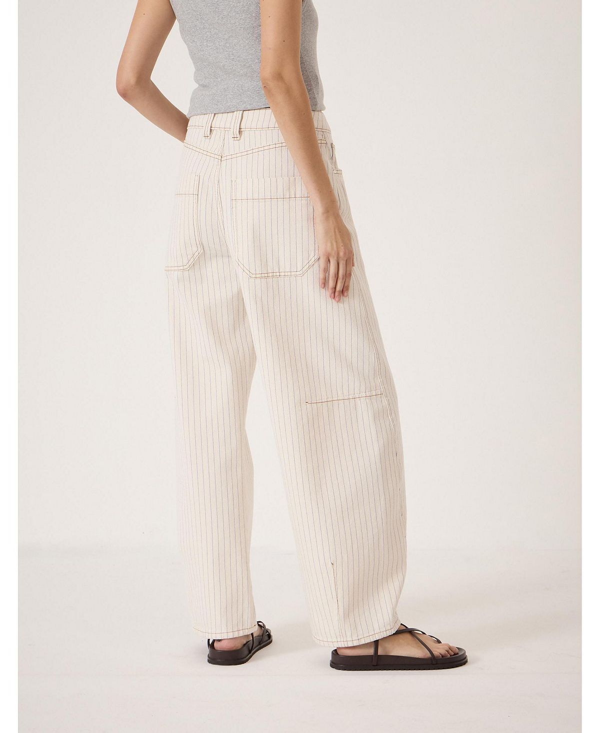 Hush Women's Bree Stripe Horseshoe Barrel Leg Jeans view 3 — MAYCSS fashion products