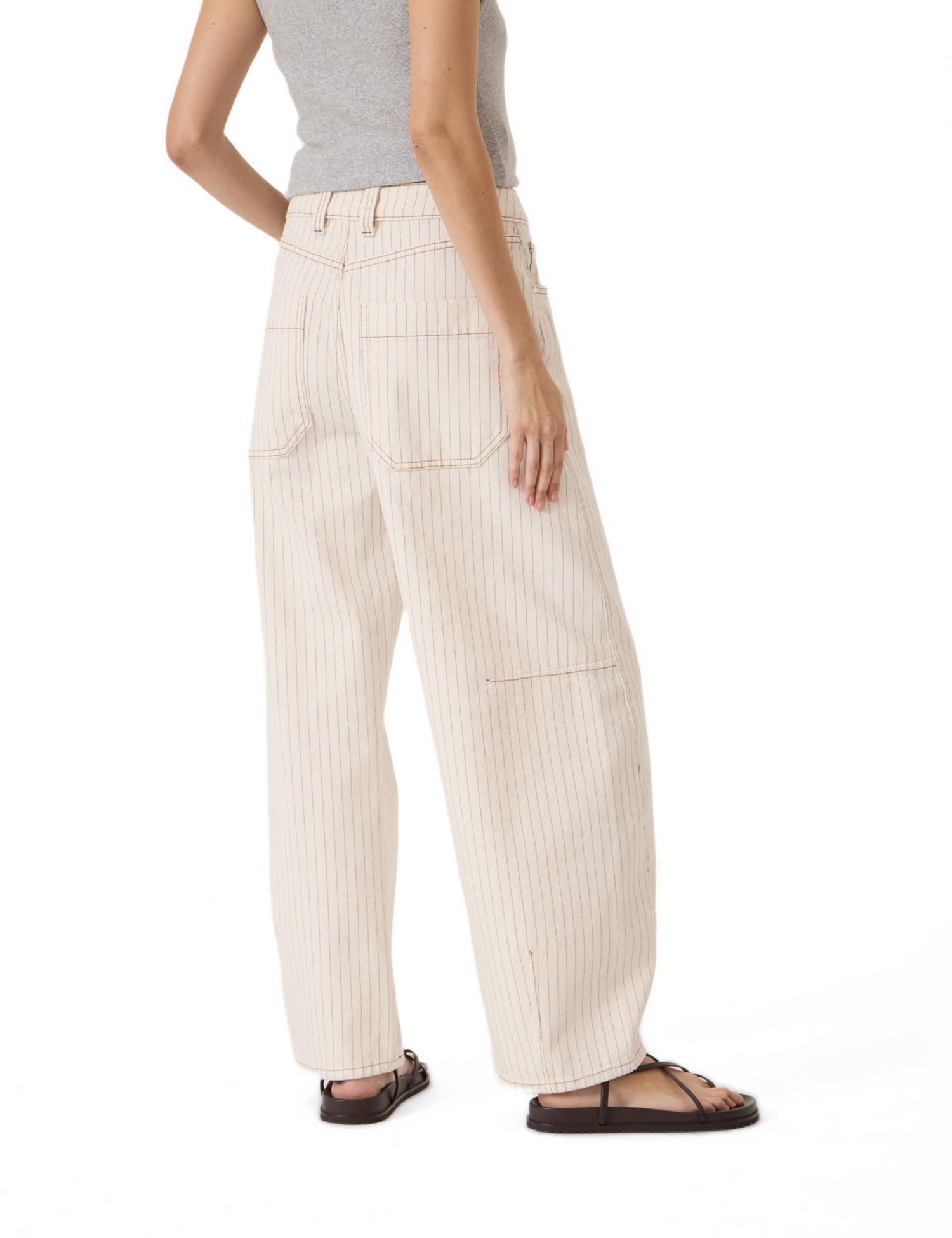 Women's Bree Stripe Horseshoe Barrel Leg Jeans