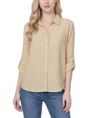 Petite 3/4-Sleeve Roll Tab Blouse