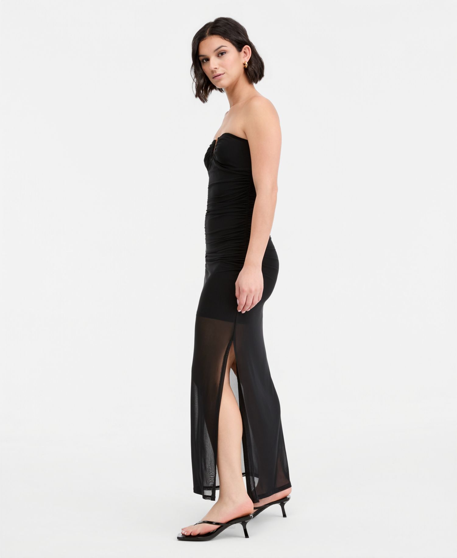 Women's Hardware-Trim Strapless Ruched Dress