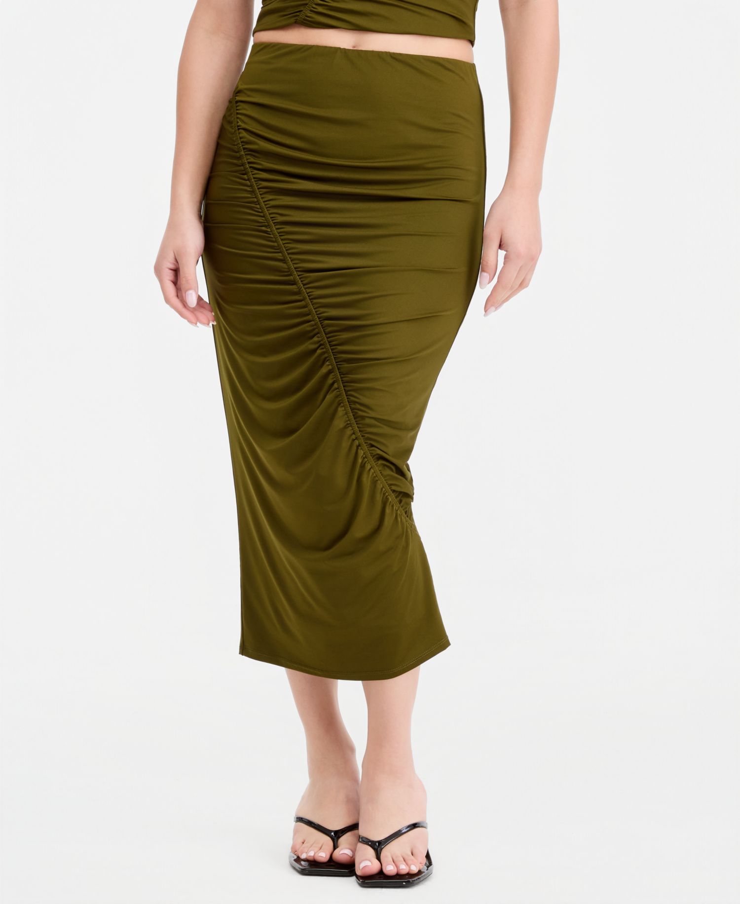 Women's Ruched Midi Skirt