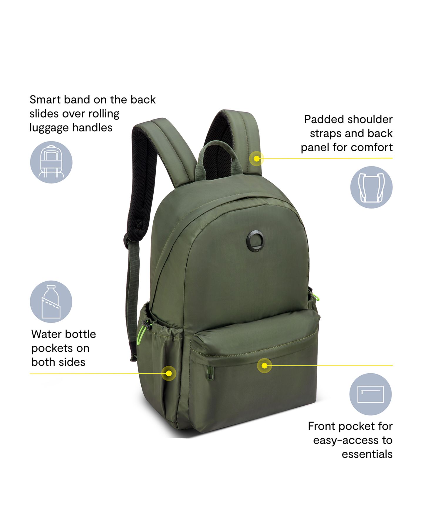 Рюкзак Delsey Paris Jenny 17.75", цвет: Глубокий тёмно-зелёный — фото 2