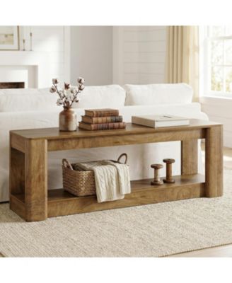 63" Farmhouse Console Table, Narrow Long Entryway Table with Low Storage Shelf