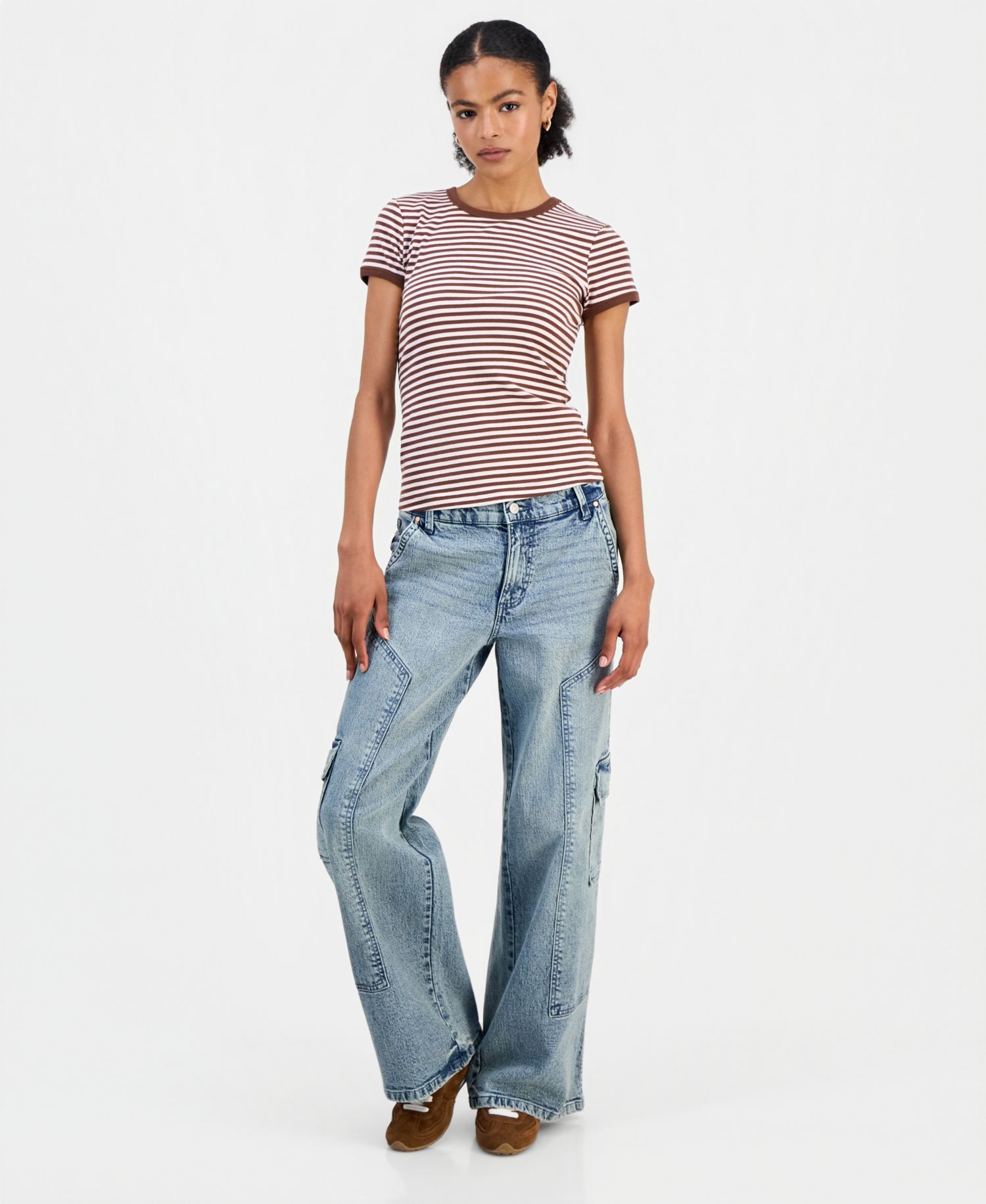 Juniors' Striped Ringer T-Shirt