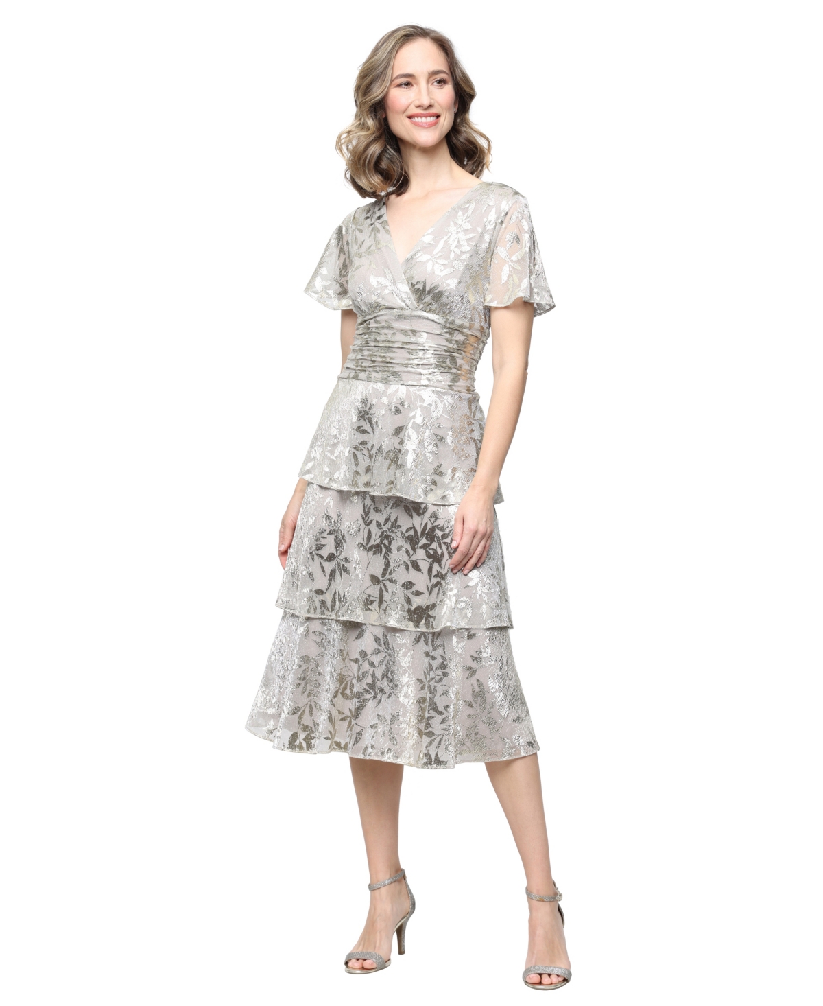 Sl Fashions Women's Lurex Short-Sleeve Dress