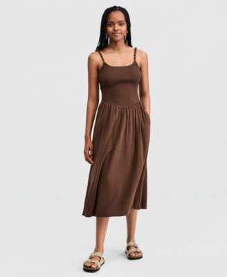 Women's Smocked Beaded-Strap Dress