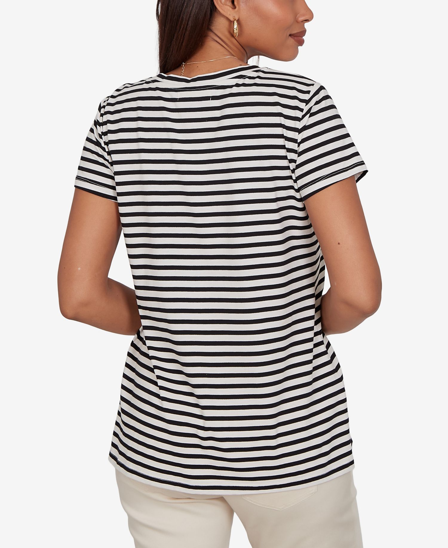 Petite Embellished Toucan Stripe Knit T-Shirt