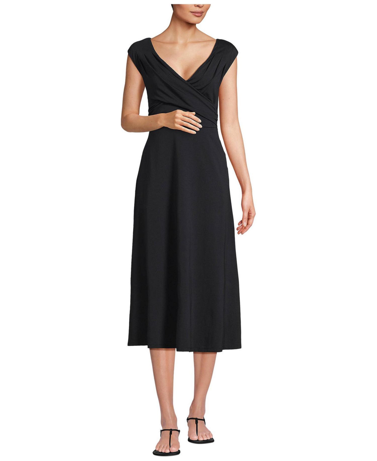 Women's Cotton Modal Off the Shoulder Wrap Midi Dress