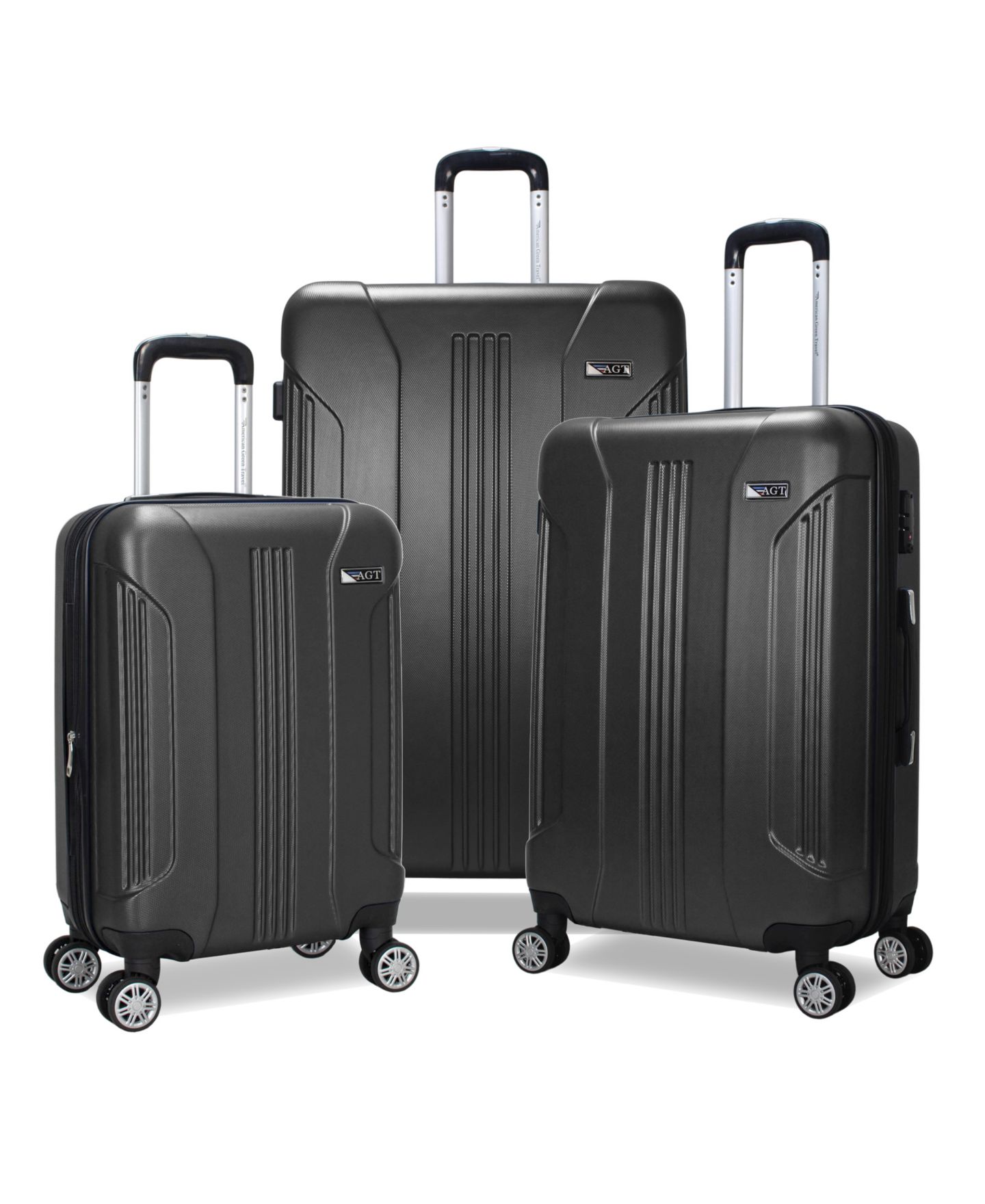 Чемоданы American Green Travel Denali S. 3-Pc. Anti-theft Hardside Luggage Set, цвет: Чёрный — фото 1