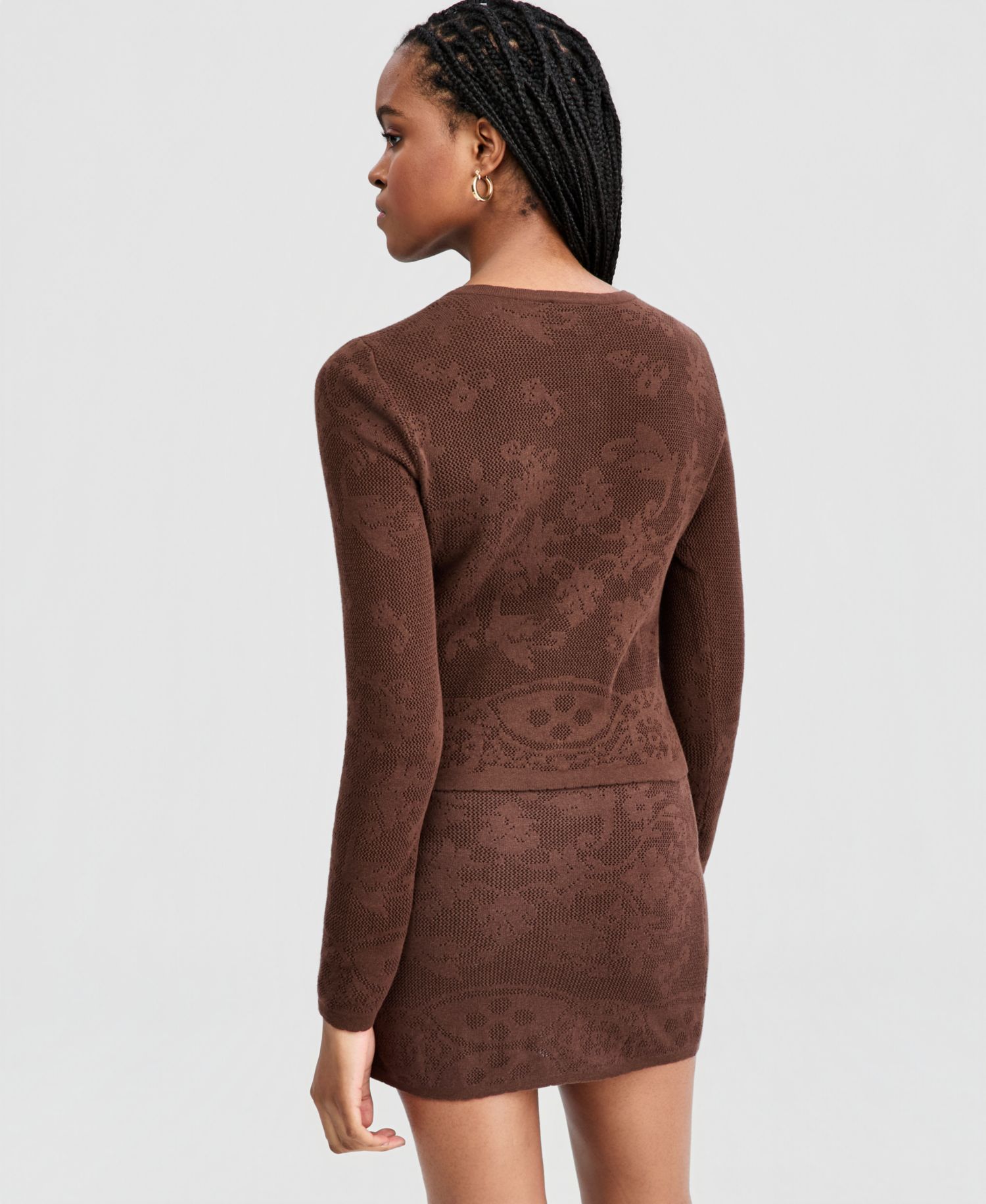 Petite Lace Knit Cardigan Sweater