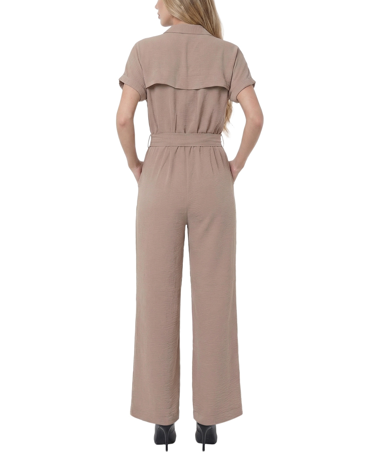 Ny Collection Women's Short-Sleeve Belted Jumpsuit