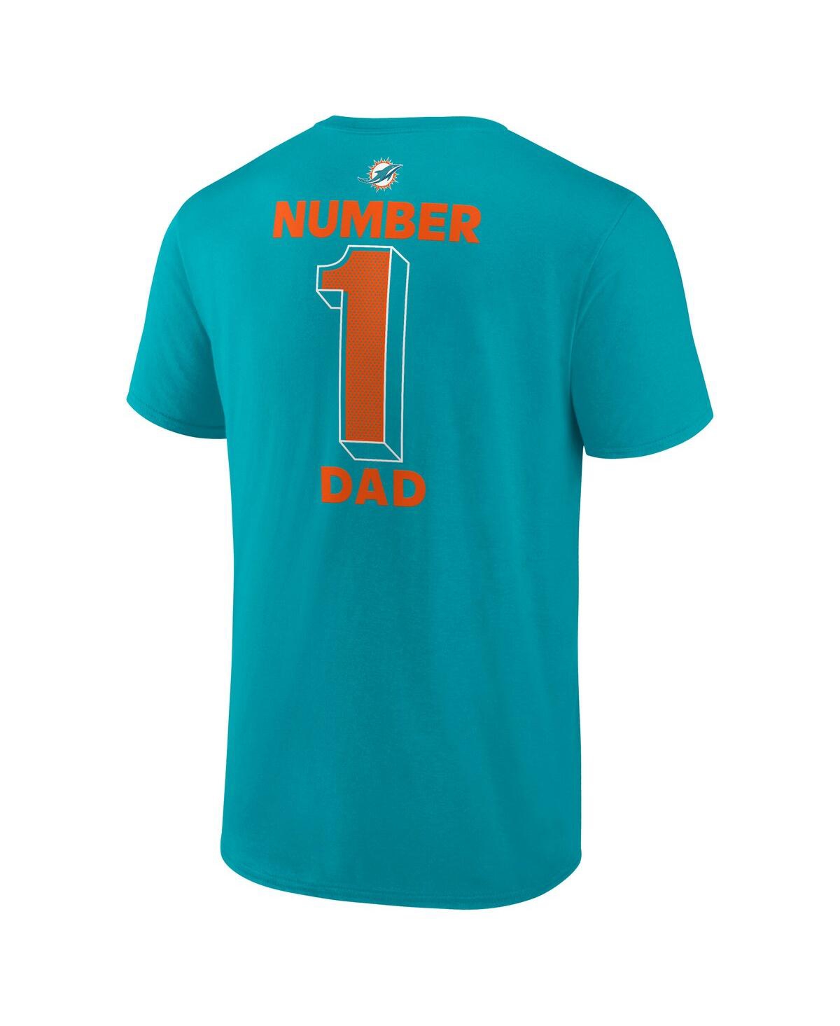 Logo Athletic Men's  Aqua Miami Dolphins 1 Dad Jersey T-Shirt