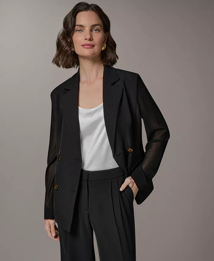 Women's Double Breasted Long-Sleeve Blazer - thumbnail 2