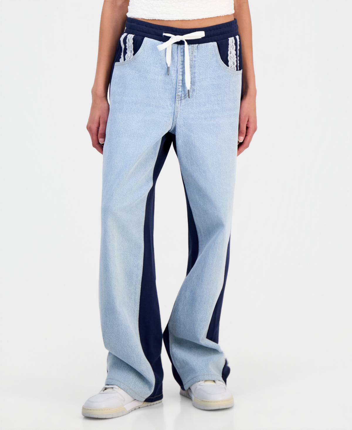 Fvr Drm Juniors' Hybrid Denim Wide Leg Sweatpants