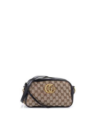 Small GG Marmont Shoulder Bag Diagonal Quilted GG Canvas with Leather