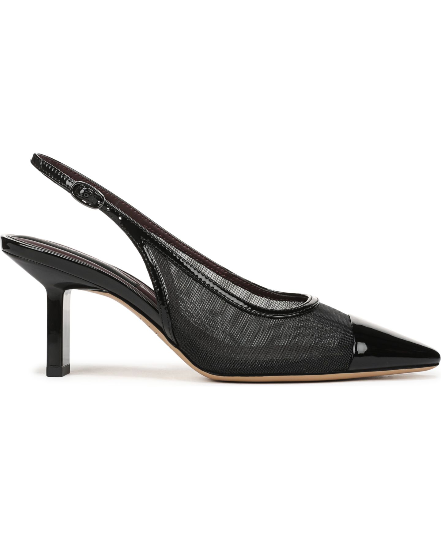 Женские туфли Franco Sarto Jurina Pointed Toe Slingback Pumps, цвет: Чёрный сетчатый / Искусственная лаковая кожа — фото 2