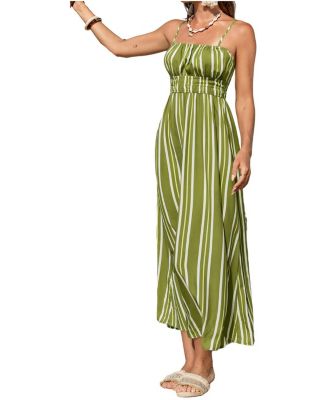 Cupshe Women's Green Grass Striped Maxi Beach Dress - Macy's