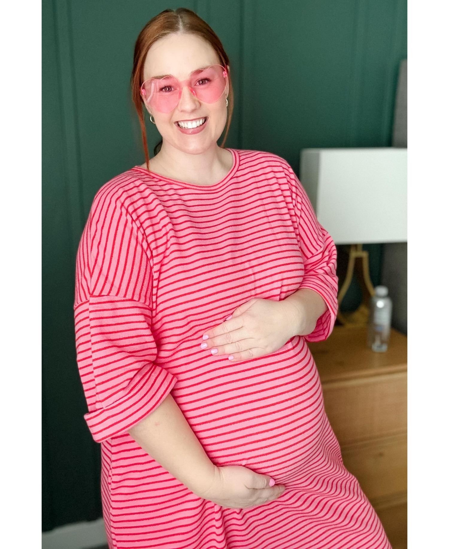 Women's Fuchsia Striped Terry Maxi Dress