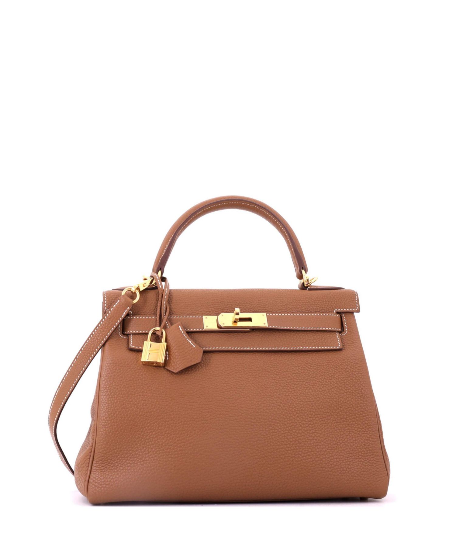 Kelly 28 Handbag Brown Togo with Gold Hardware