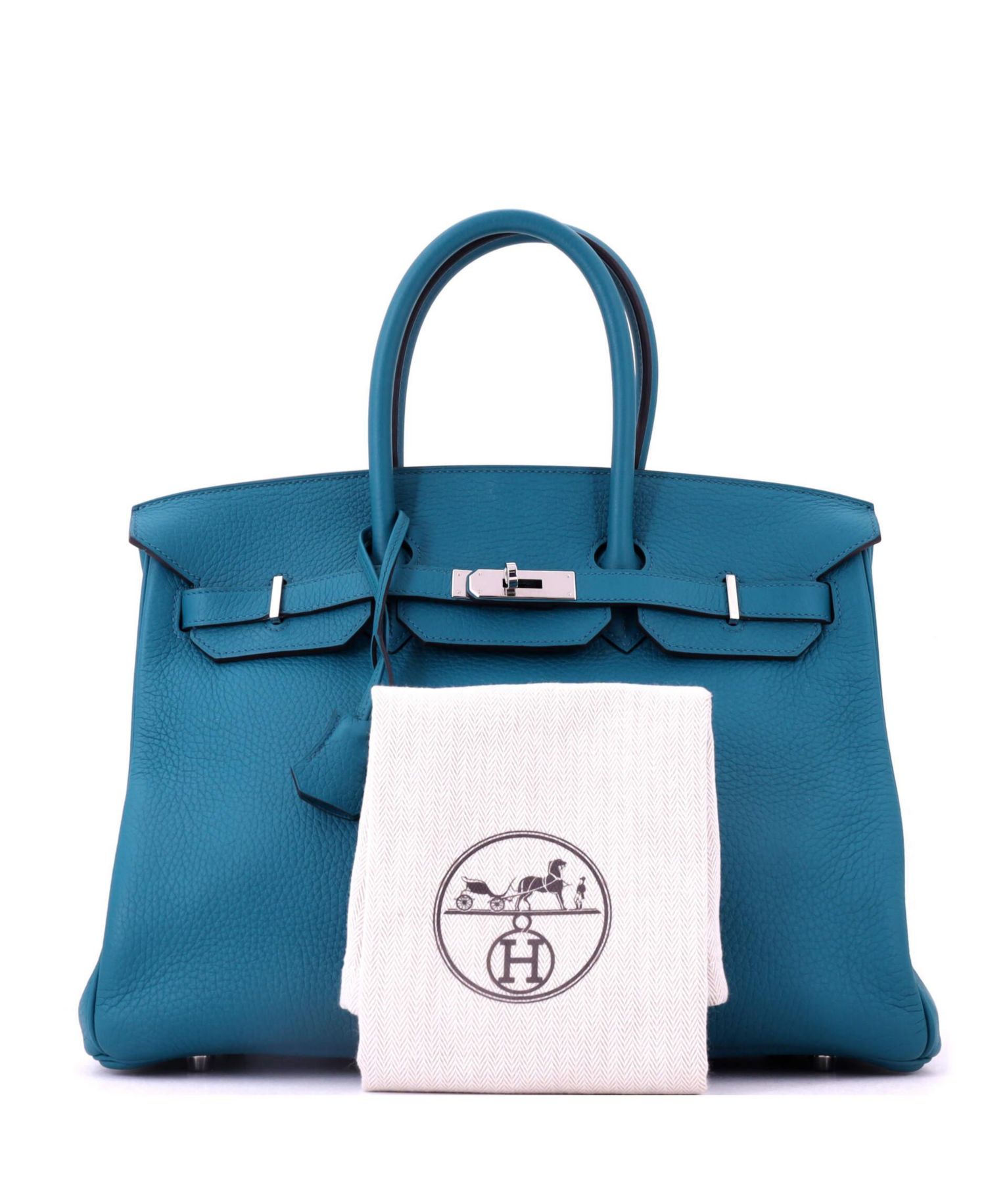 Birkin 35 Handbag Blue Clemence with Palladium Hardware