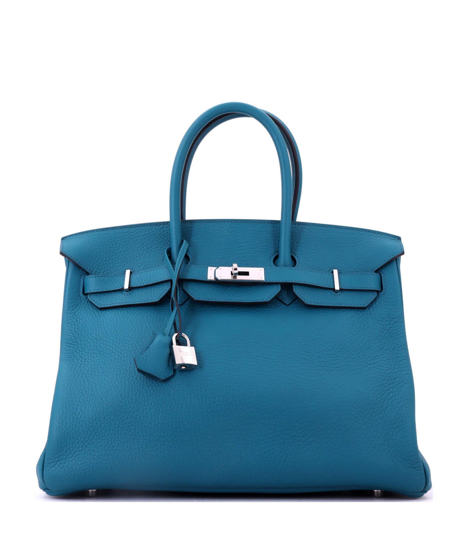 Birkin 35 Handbag Blue Clemence with Palladium Hardware