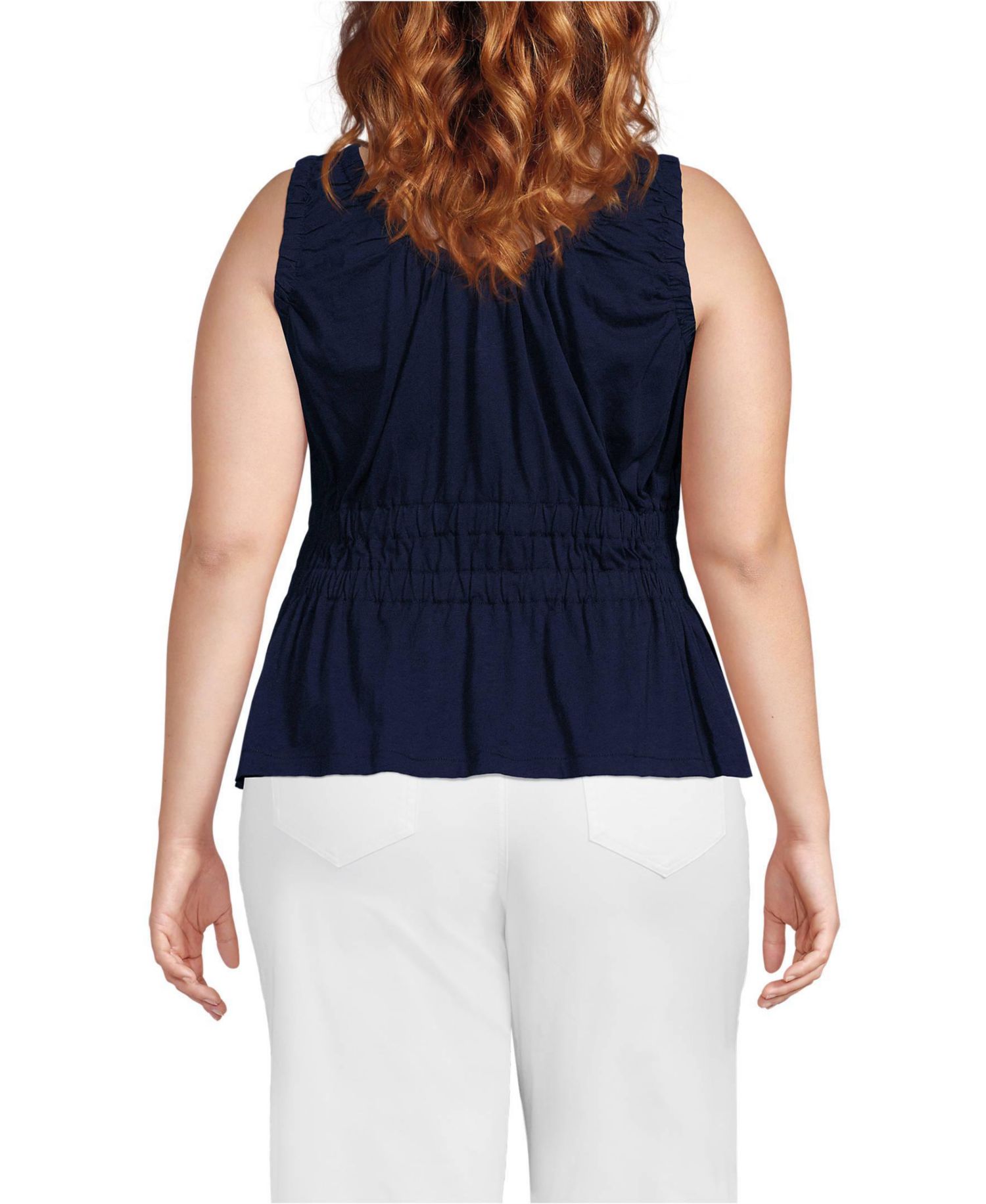 Plus Size Slub Rouched Tank Top