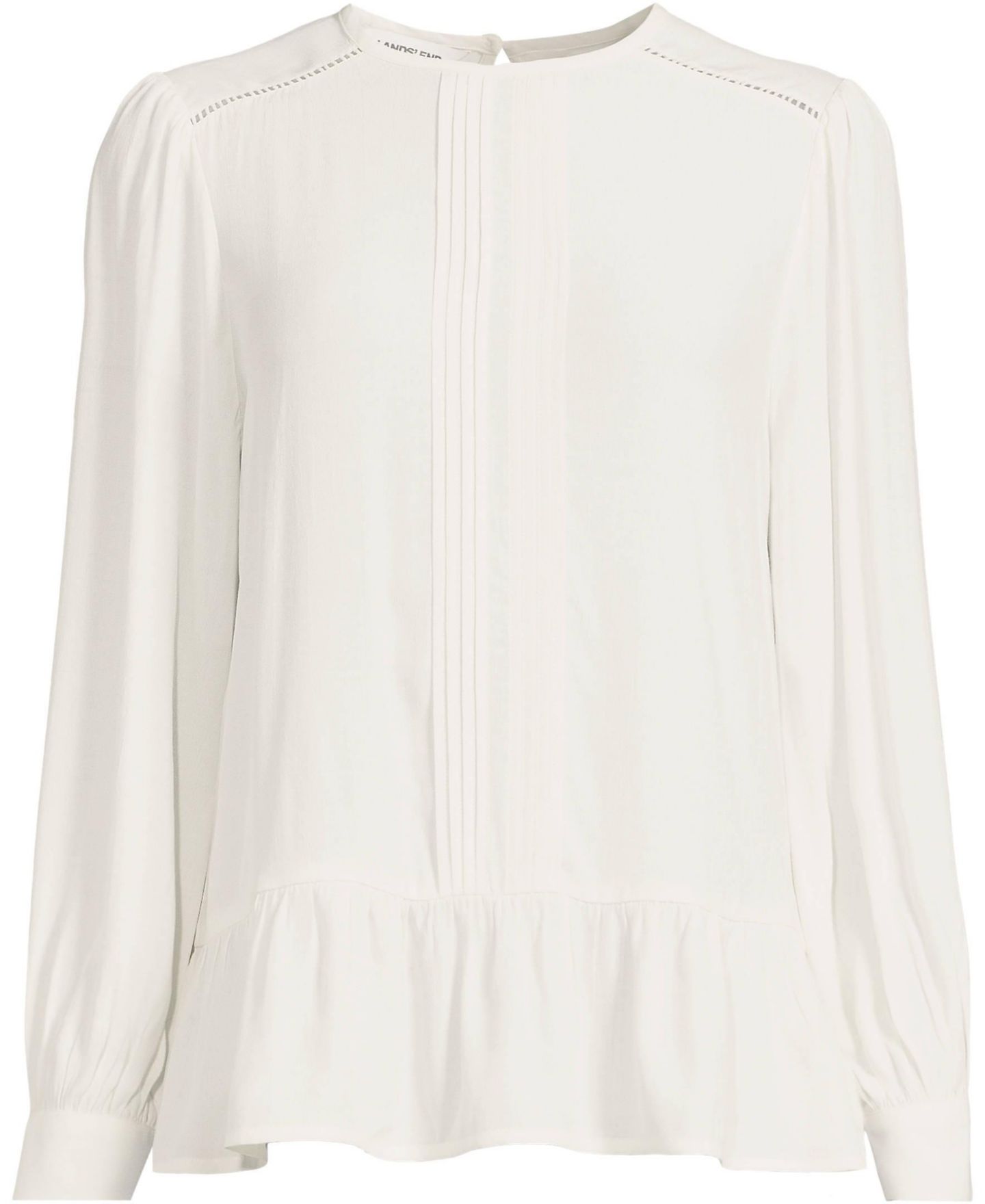 Женский топ Lands' End Crepe Pintuck Peplum, цвет: Слоновая кость — фото 3