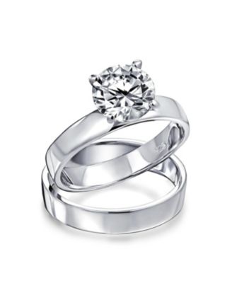 Cubic Zirconia Solitaire Anniversary Promise Ring Set