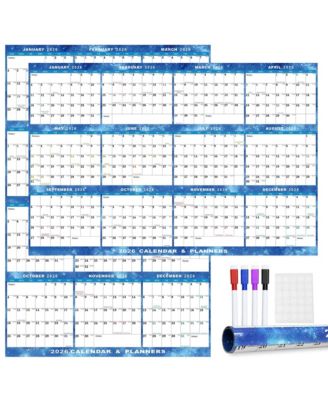 2026 Wall Calendar Erasable Starry Sky Wet Dry Erase Large Laminated Annual Yearly Planner