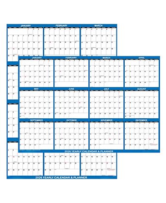 Swiftglimpse 2026 Wall Calendar Erasable Wet Dry Erase Laminated Annual Planner