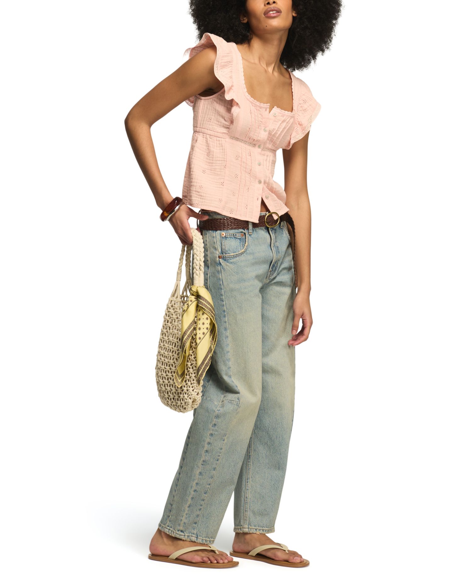 Women's Embroidered Cotton Babydoll Top