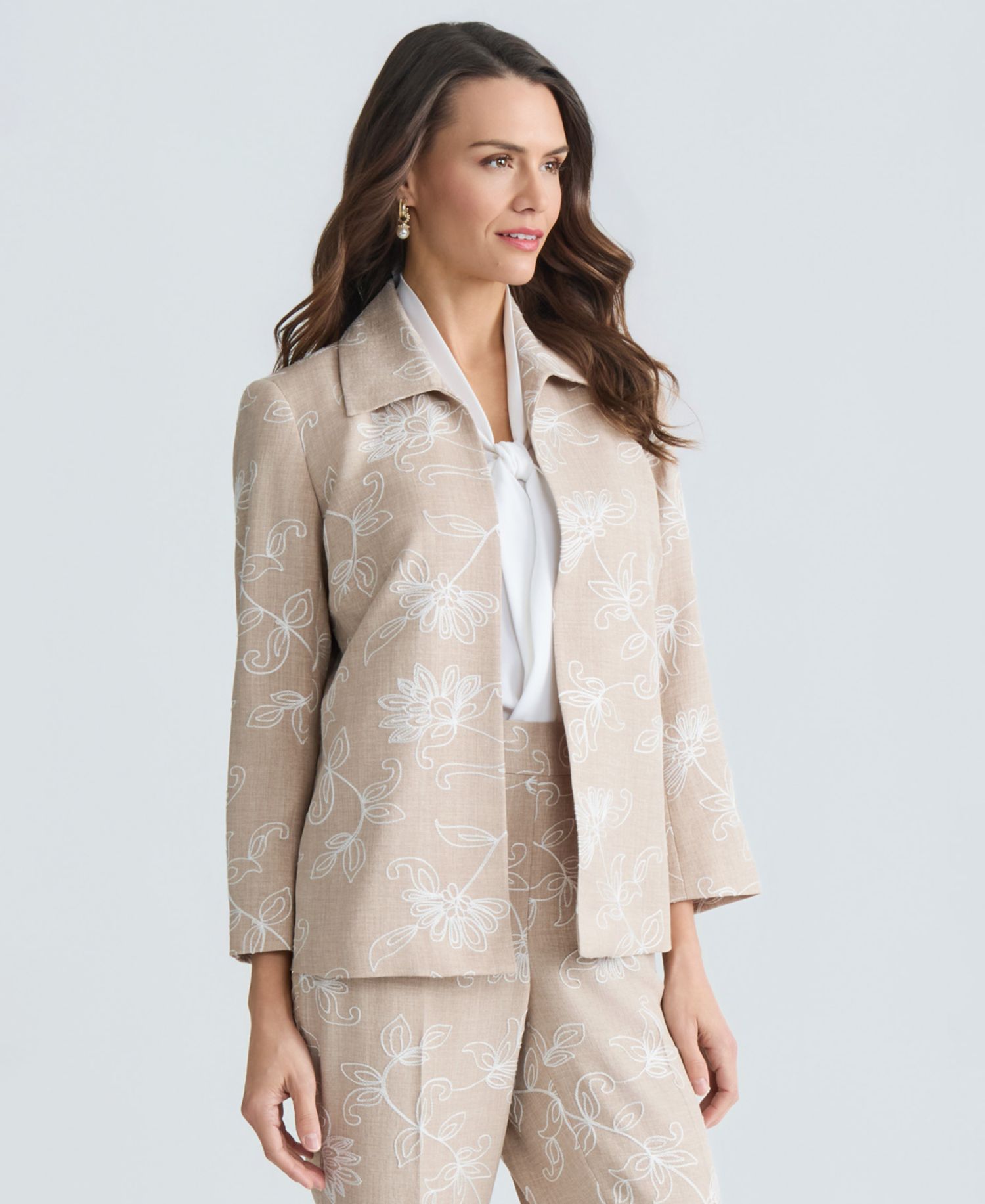 Women's Boxy Floral Embroidered Jacket, Regular & Petite