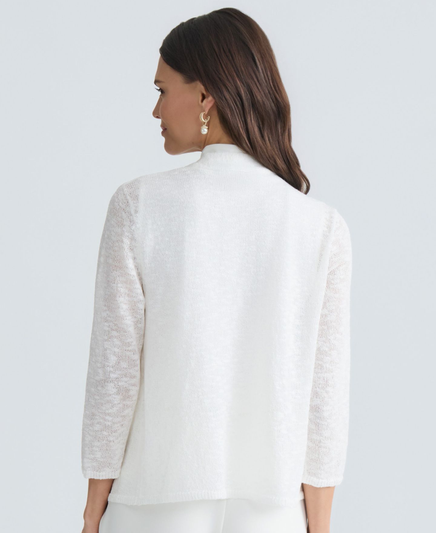 Женский кардиган Kasper Open-Front Long-Sleeve Cardigan, цвет: Ванильный ледяной — фото 9