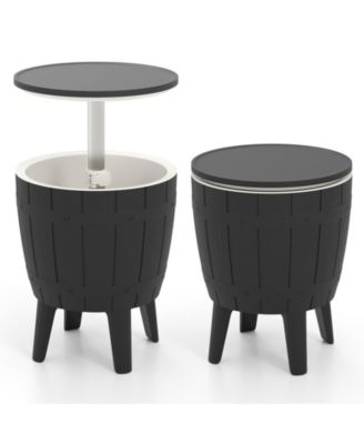 10 Gallon Cooler Bar Table Outdoor Coffee Table Ice Bucket with Telescopic Tabletop for Beer and Wine