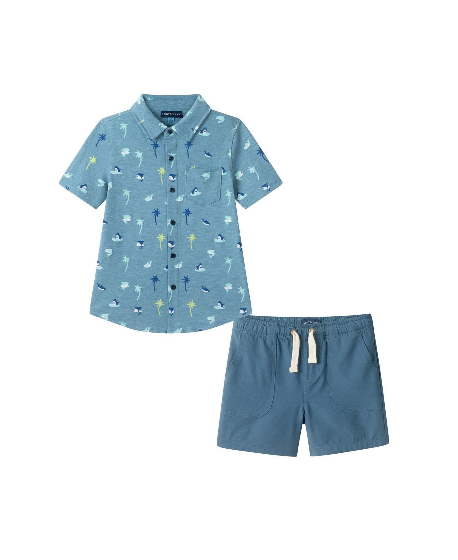 Big Boys Knit Tropical Vibe Buttondown Set