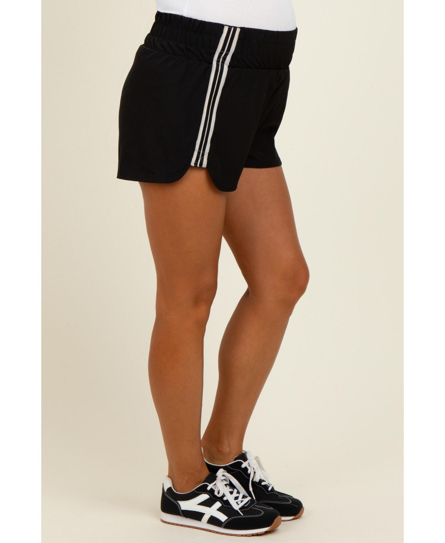 Women's Black Stripe Detail Active Shorts