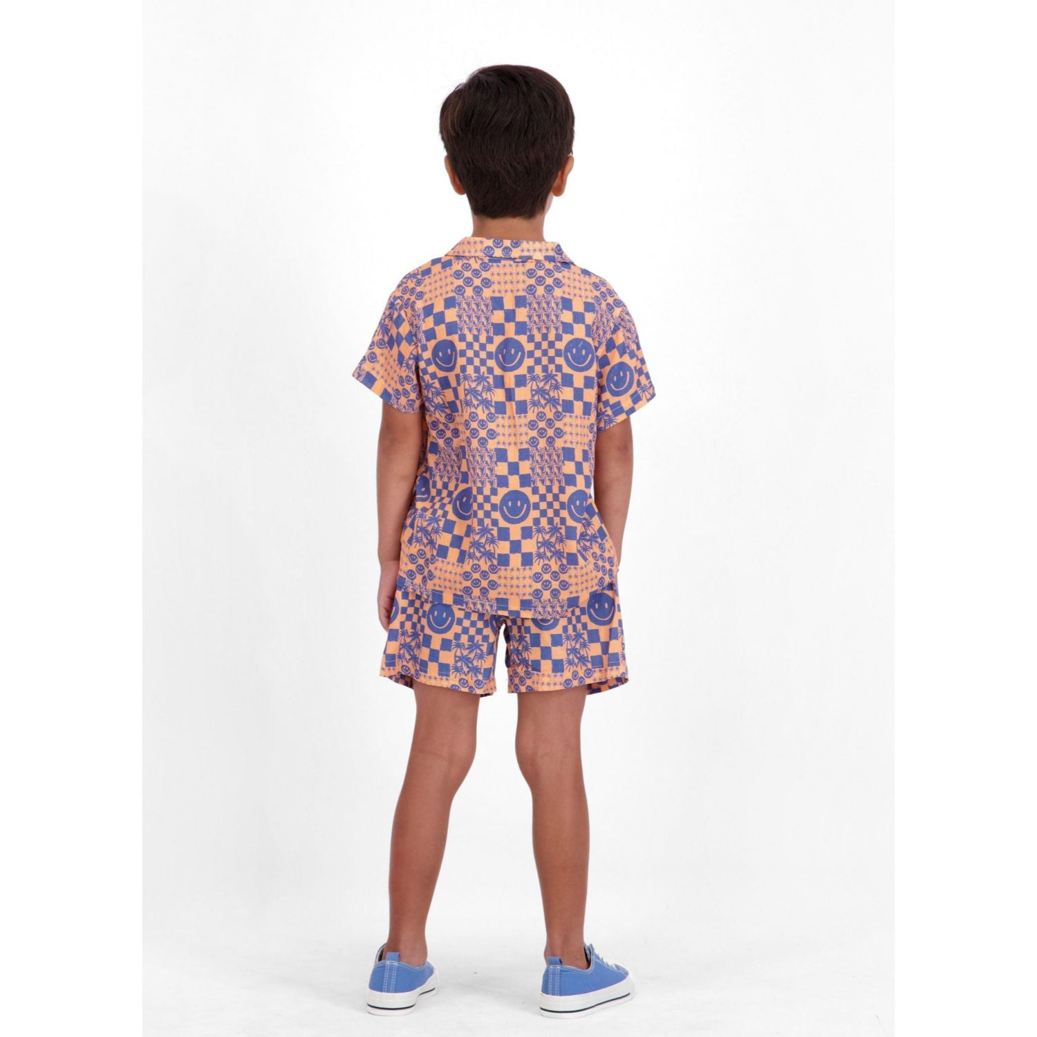 Big Boys Allover Smiley Print Buttondown and Shorts Set
