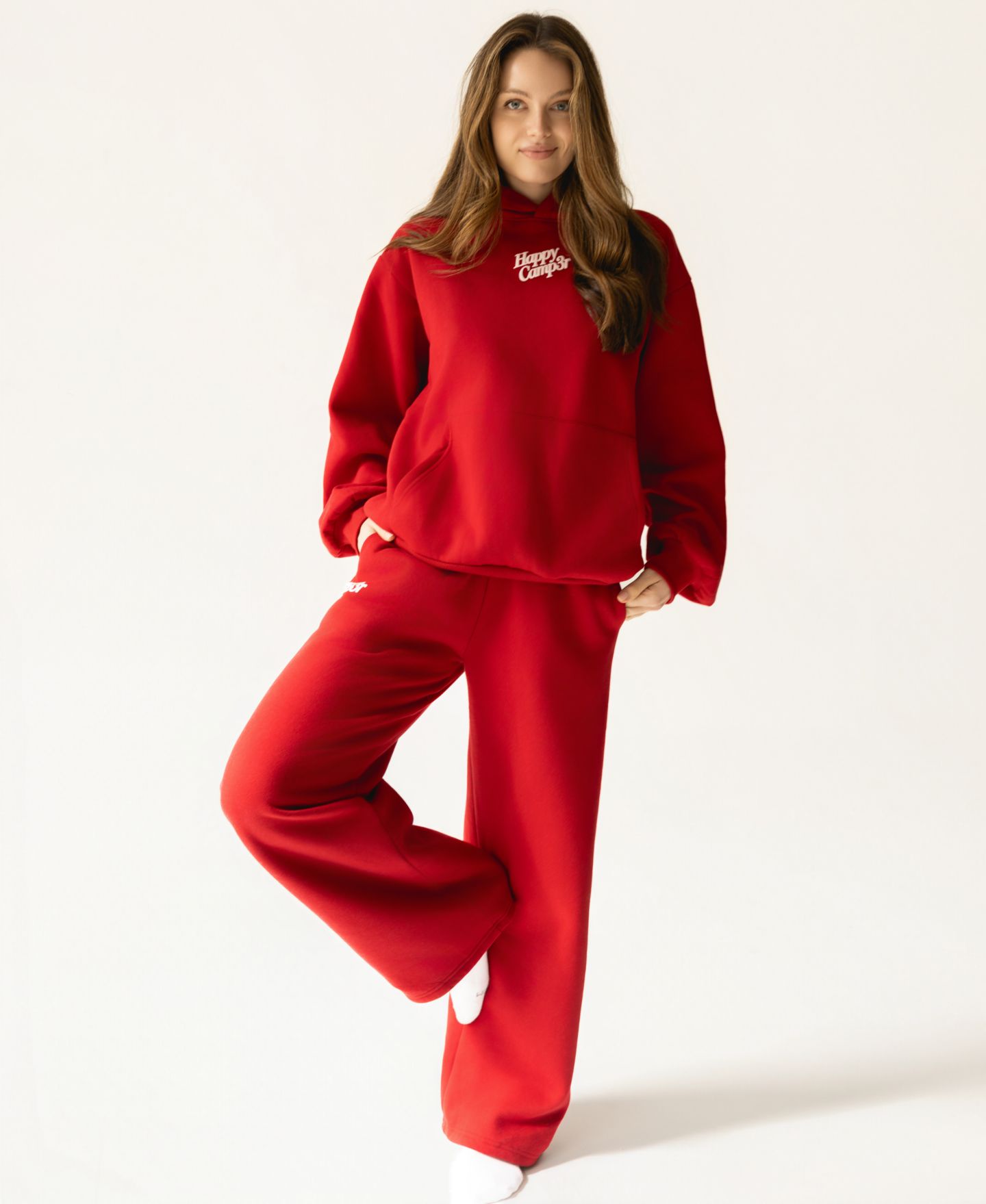 Женский свитшот The Happy Camp3r Puff Series Hooded Pull-On, цвет: Тёмный красный — фото 9