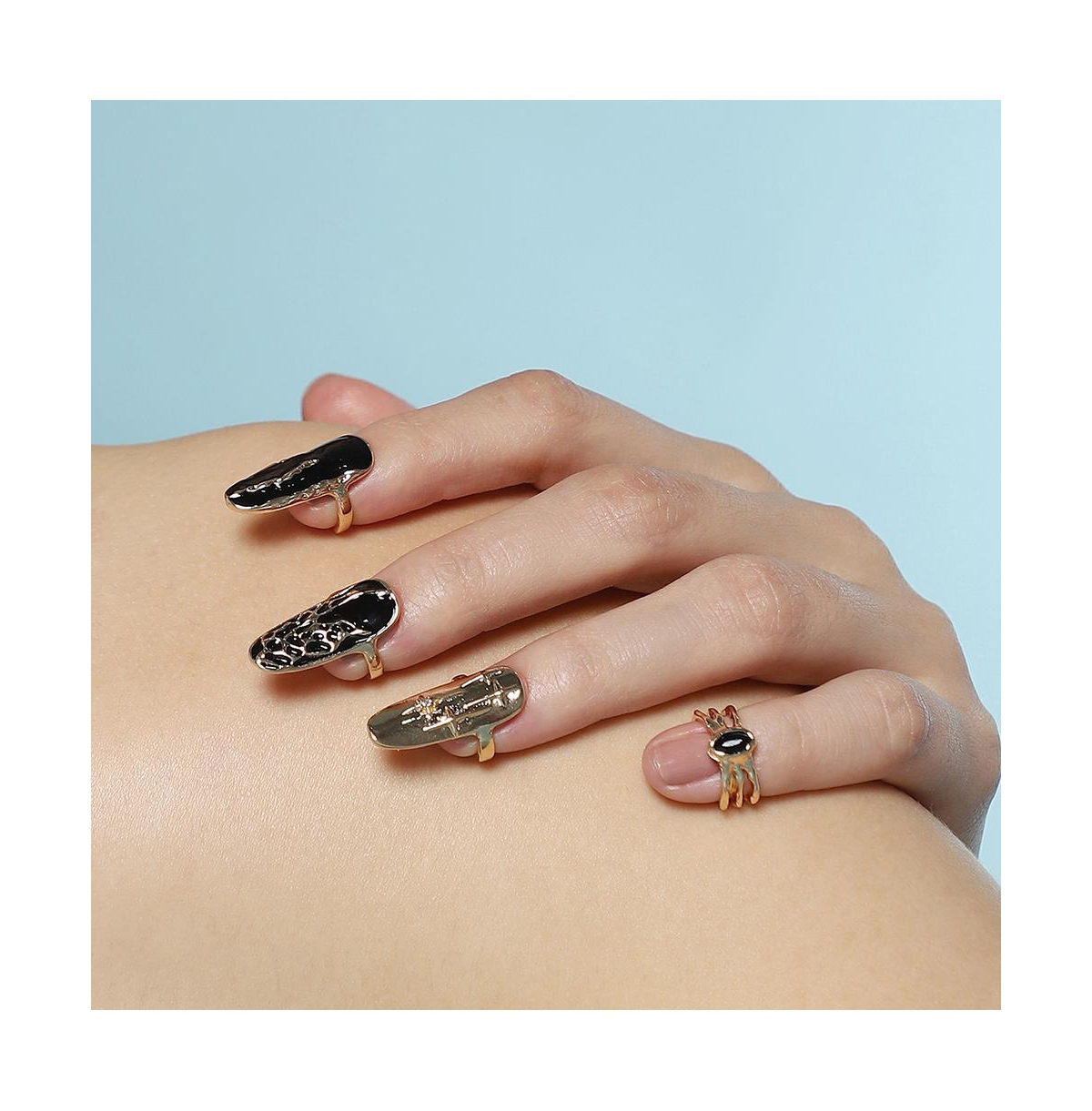 Sohi Women's The Enamel-Goliath Nail Rings California Gold
