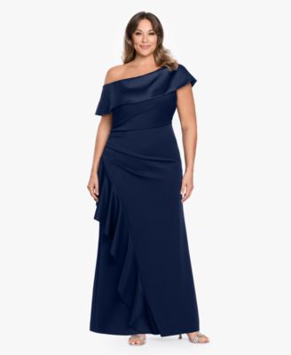 Plus Size Asymmetrical Off-The-Shoulder Ball Gown