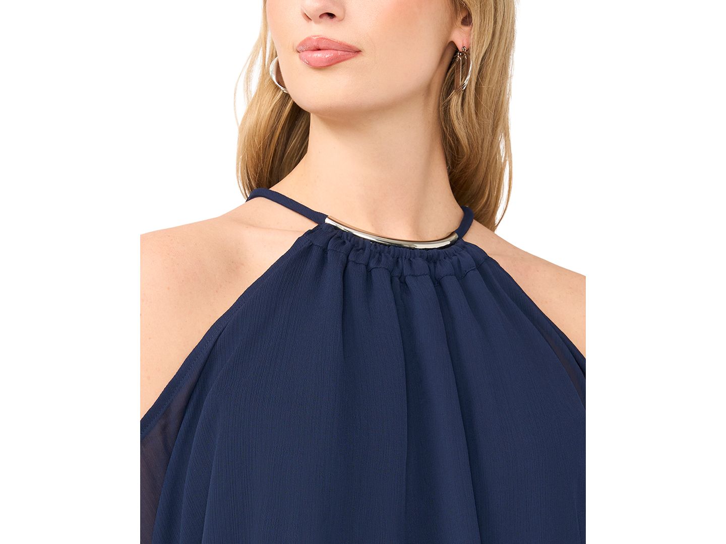 Женская блузка Sam & Jess Cold-Shoulder Smocked-Waist Blouse, цвет: Тёмно-синий — фото 3