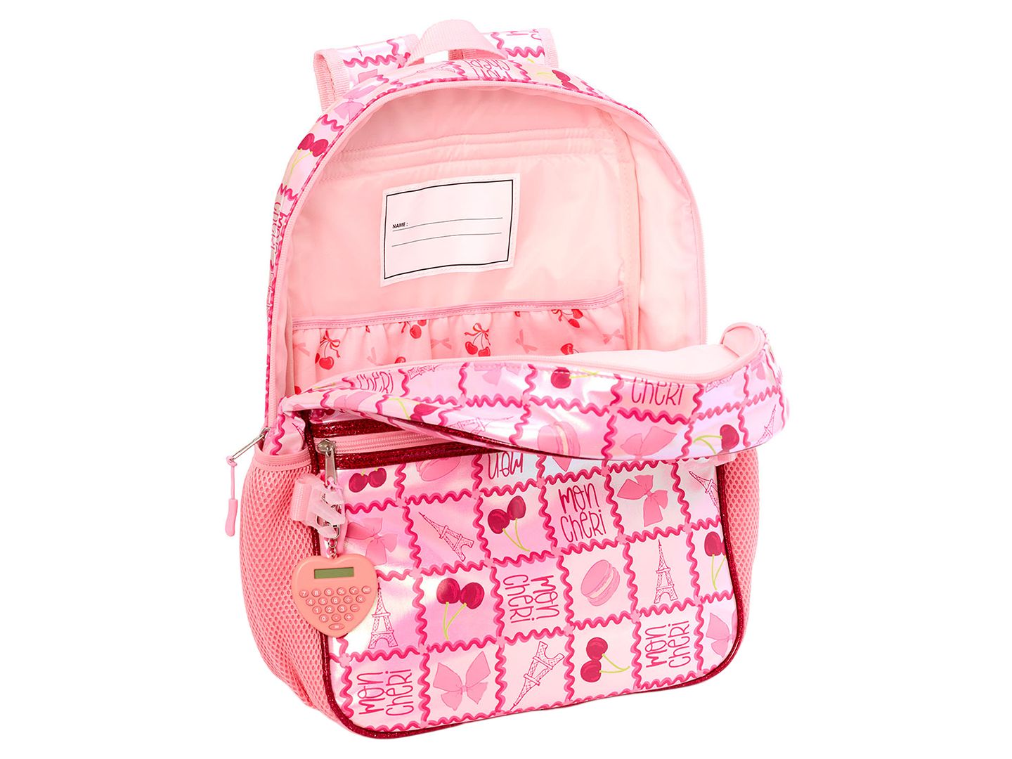 Сумки Rainbow Sugar Backpack, Calculator and Strawberry Shaped Lunch Box, 3-Piece Set для девочек, цвет: Розовый / Красный — фото 5