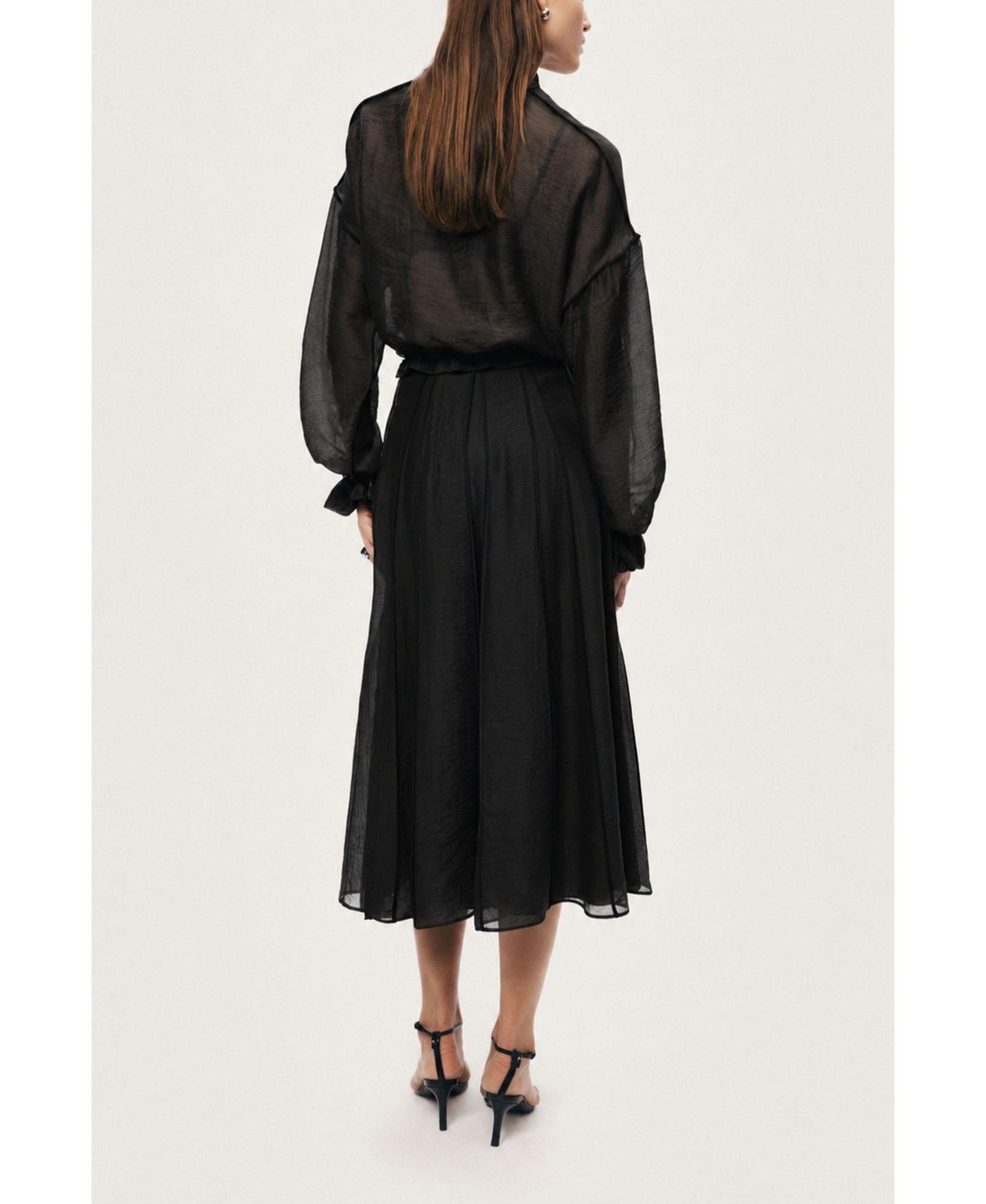 Женская юбка NOCTURNE Sheer Pleated Midi, цвет: Чёрный — фото 4