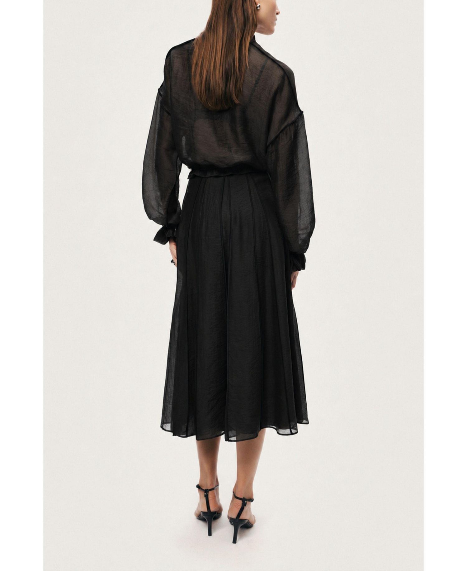 Women's Sheer Pleated Midi Skirt