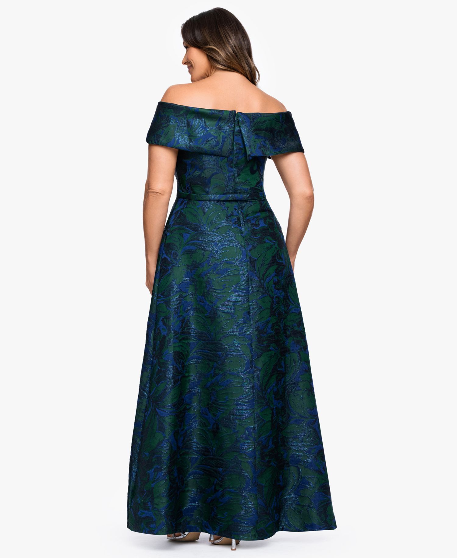 Petite Off-The-Shoulder Jacquard Ball Gown