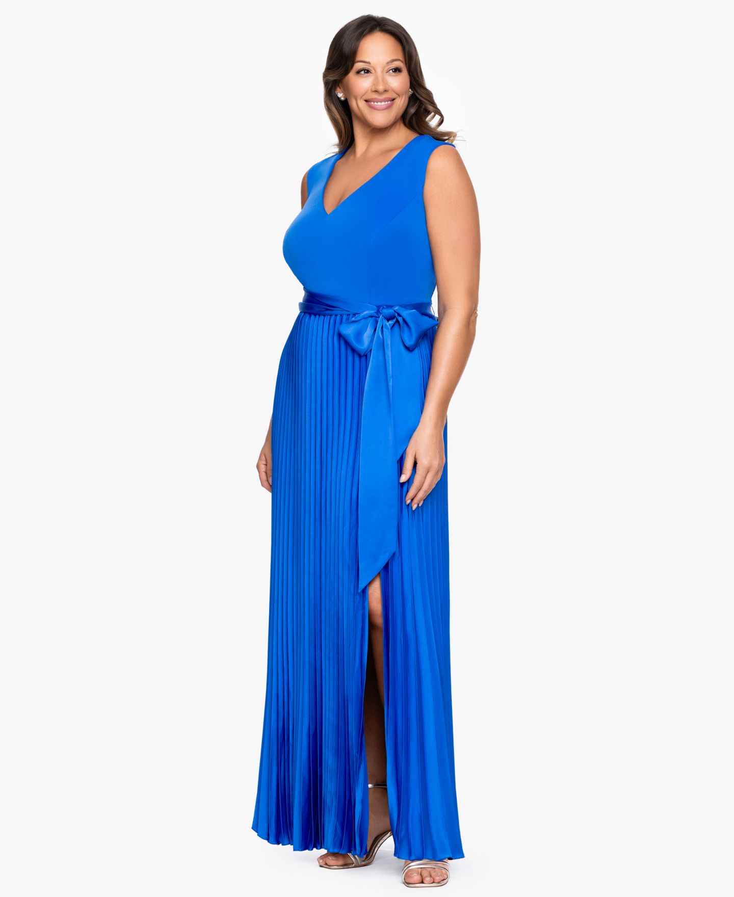 Женское платье XSCAPE Sleeveless V-Neck Gown, цвет: Кобальтовый — фото 2