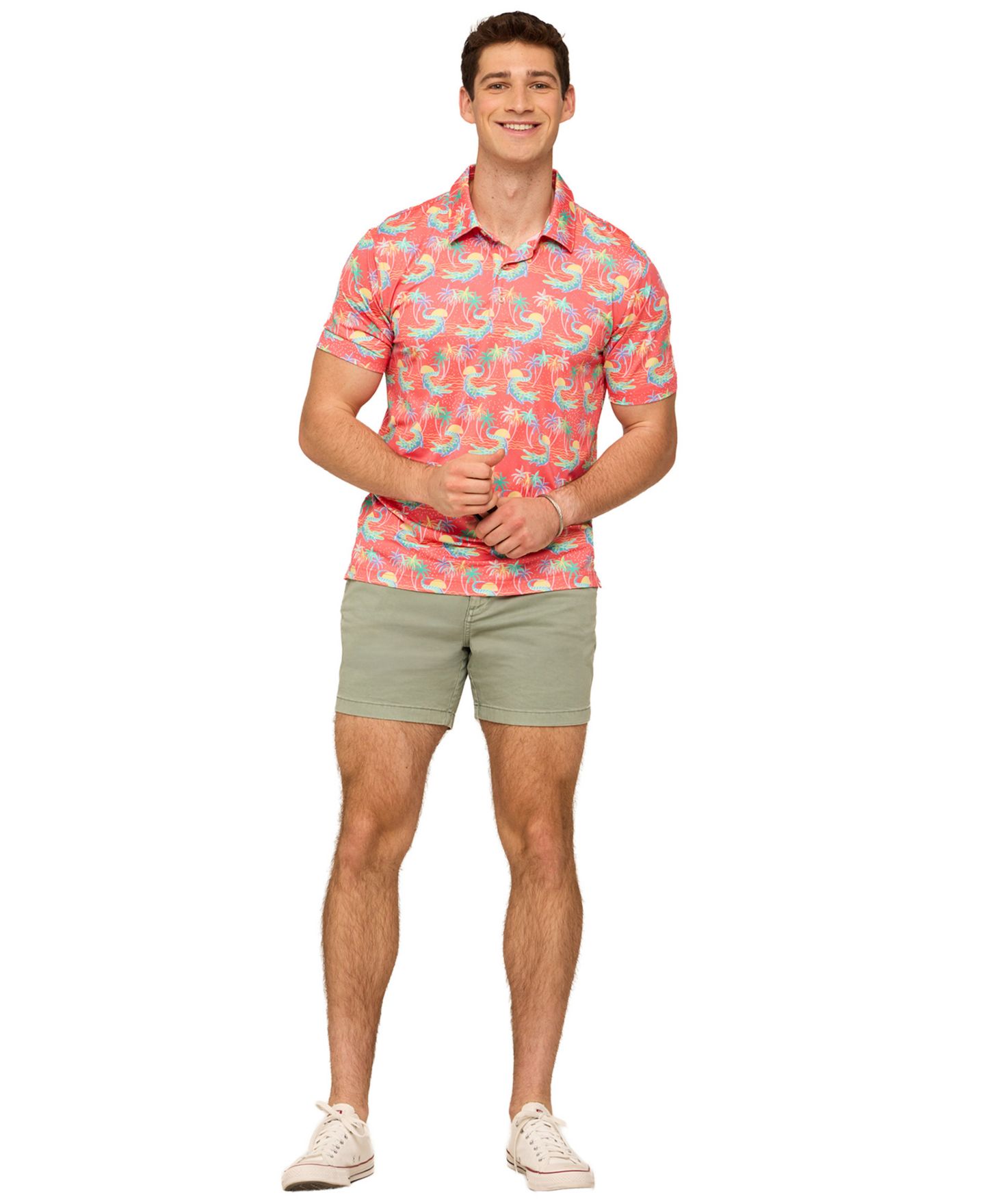 Мужское поло Chubbies Swampy Soiree Short-Sleeve Polo Shirt, цвет: Коралловый — фото 2