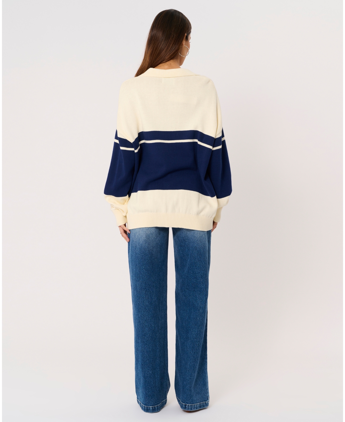 Abrand Women's 99 Rugby Knit Collar V-Neck Sweater