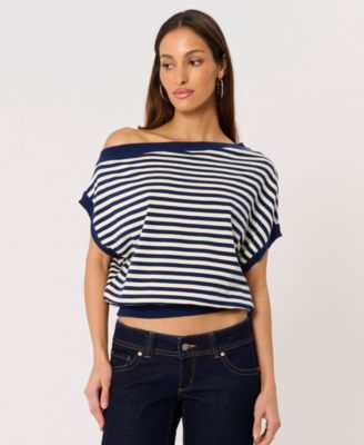 Women's Boat Neck Cold Shoulder Top